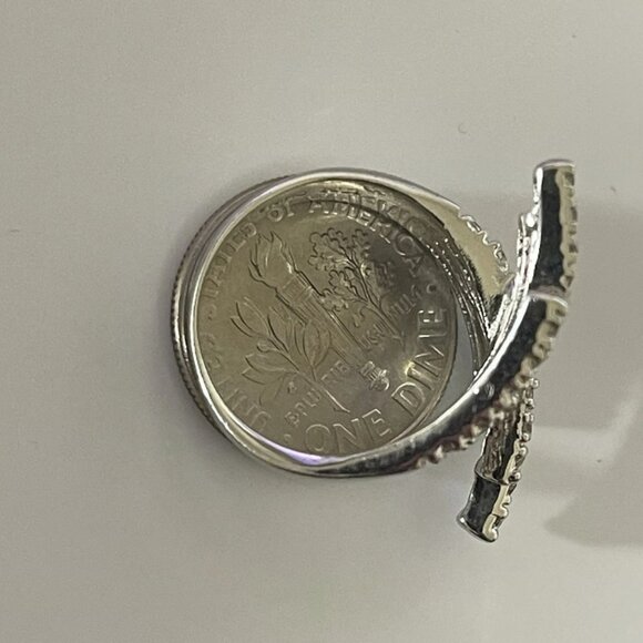 Lovely Signed TICI China Silver Tone & Rhinestones Ring ~ Size 4-4.5 - Picture 8 of 12